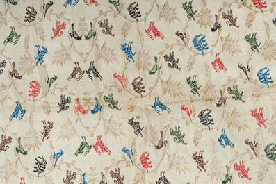 An Indian handwoven Patola style 'dupatta' and a ceremonial 'rumal' of the Ahir in Kathiawar, Gujarat, 20th C.