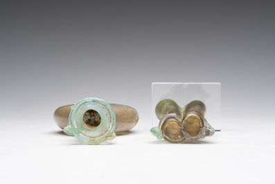 Two Roman glass flasks, 1st/4th C.