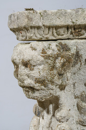 A pair of carved stone pedestals in the Neo-Renaissance style, 19th C.