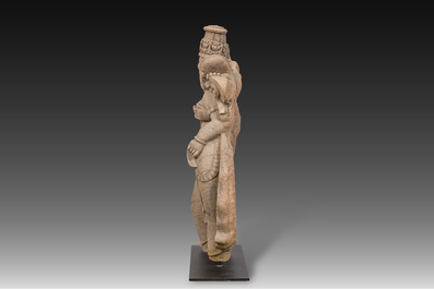 A large and fine Indian sandstone group of a Mithuna couple, probably Madhya Pradesh, Chandela period, 10th/12th C.