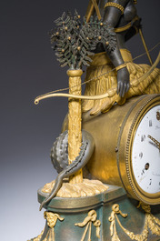 A gilt and patinated bronze Consulate pendule 'A l'Am&eacute;rique', Jean-Simon Deverberie, Paris, 1800-1804
