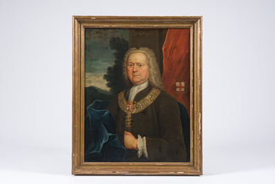 Flemish school: Portrait of Philippe de Jumin&eacute;e (Jumn&eacute;e) at the age of 59, oil on canvas, dated 1738
