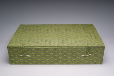 A Chinese collection of agate carved musical instruments with an accompanying presentation box, Republic, 20th C.