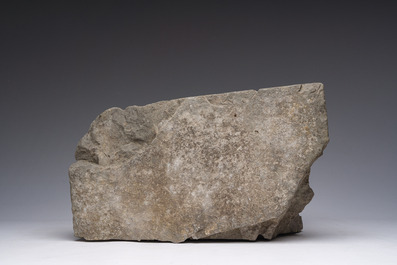 A large Romanesque Tournai stone capital with carved foliage, Flanders, 12th/13th C.