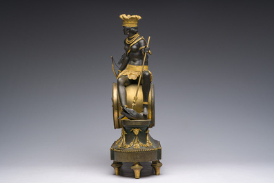 A gilt and patinated bronze Consulate pendule 'A l'Am&eacute;rique', Jean-Simon Deverberie, Paris, 1800-1804