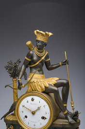 A gilt and patinated bronze Consulate pendule 'A l'Am&eacute;rique', Jean-Simon Deverberie, Paris, 1800-1804