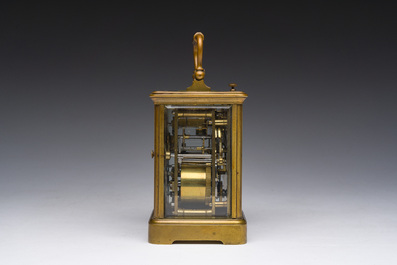 A French brass carriage clock, 19th C.