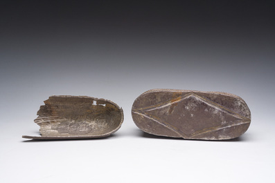 A Byzantine silver reliquary or pyxis with various saints, probably 8th/12th C.