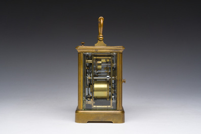 A French brass carriage clock, 19th C.