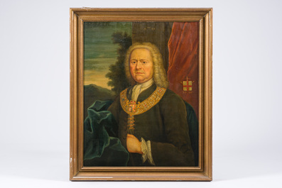 Belgian school: Portrait of Philippe de Jumin&eacute;e (Jumn&eacute;e) at the age of 59, oil on canvas, dated 1738, 19th/20th C.