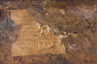 A Gothic Revival parcel-gilt bronze reliquary casket or chasse with glass cabochons, 19th C.