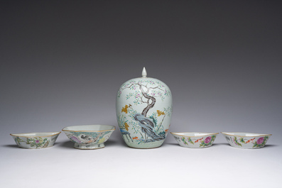 A varied collection of Chinese famille rose and qianjiang cai porcelain, 19th/20th C.