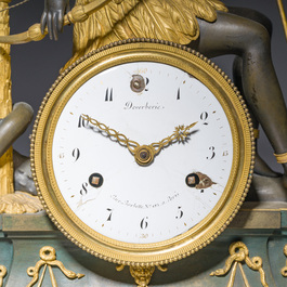 A gilt and patinated bronze Consulate pendule 'A l'Am&eacute;rique', Jean-Simon Deverberie, Paris, 1800-1804