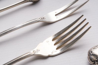 A French 132-piece silver-plated cutlery set, model Marly, Christofle, 20th C.