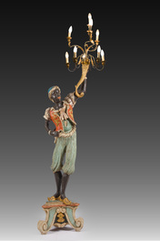 A large Venetian carved and polychrome painted wooden 'moor' lantern, Italy, 20th C.