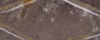 A Byzantine silver reliquary or pyxis with various saints, probably 8th/12th C.