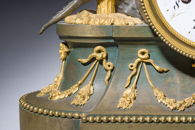 A gilt and patinated bronze Consulate pendule 'A l'Am&eacute;rique', Jean-Simon Deverberie, Paris, 1800-1804