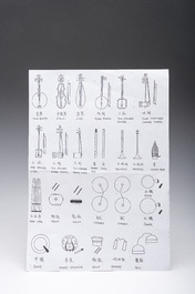 A Chinese collection of agate carved musical instruments with an accompanying presentation box, Republic, 20th C.