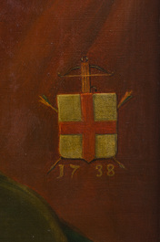 Belgian school: Portrait of Philippe de Jumin&eacute;e (Jumn&eacute;e) at the age of 59, oil on canvas, dated 1738, 19th/20th C.