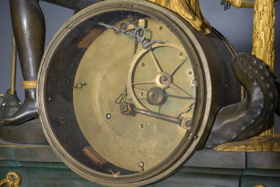 A gilt and patinated bronze Consulate pendule 'A l'Am&eacute;rique', Jean-Simon Deverberie, Paris, 1800-1804