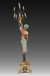 A large Venetian carved and polychrome painted wooden 'moor' lantern, Italy, 20th C.