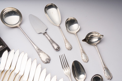 A French 132-piece silver-plated cutlery set, model Marly, Christofle, 20th C.