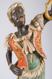 A large Venetian carved and polychrome painted wooden 'moor' lantern, Italy, 20th C.
