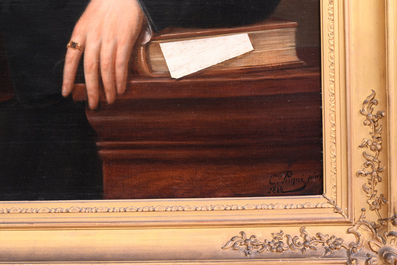 Charles Picqu&eacute; (1799-1869): Portrait d'un gentilhomme, huile sur toile, dat&eacute; 1866