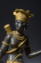 A gilt and patinated bronze Consulate pendule 'A l'Am&eacute;rique', Jean-Simon Deverberie, Paris, 1800-1804