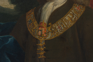 Flemish school: Portrait of Philippe de Jumin&eacute;e (Jumn&eacute;e) at the age of 59, oil on canvas, dated 1738