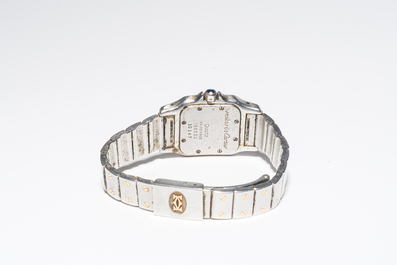 A Cartier Santos Galb&eacute;e yellow gold and steel wristwatch, n&deg;166930, second half 20th C.