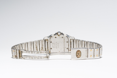 A Cartier Santos Galb&eacute;e yellow gold and steel wristwatch, n&deg;166930, second half 20th C.