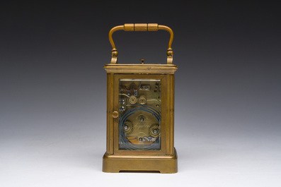 A French brass carriage clock, 19th C.