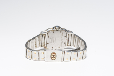 A Cartier Santos Galb&eacute;e yellow gold and steel wristwatch, n&deg;166930, second half 20th C.