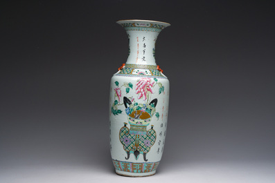 A Chinese famille rose 'flower baskets' vase, 19th C.