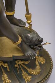 A gilt and patinated bronze Consulate pendule 'A l'Am&eacute;rique', Jean-Simon Deverberie, Paris, 1800-1804