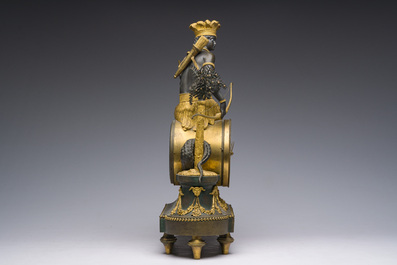 A gilt and patinated bronze Consulate pendule 'A l'Am&eacute;rique', Jean-Simon Deverberie, Paris, 1800-1804