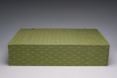 A Chinese collection of agate carved musical instruments with an accompanying presentation box, Republic, 20th C.