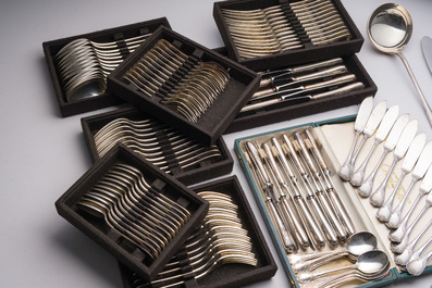 A French 132-piece silver-plated cutlery set, model Marly, Christofle, 20th C.
