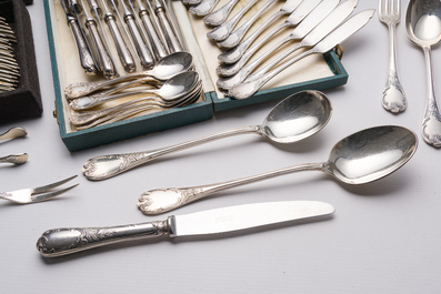 A French 132-piece silver-plated cutlery set, model Marly, Christofle, 20th C.