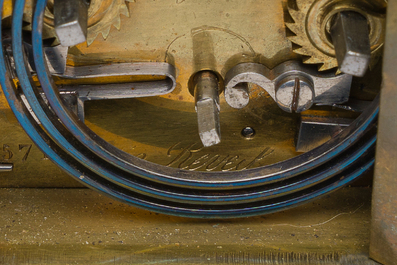 A French brass carriage clock, 19th C.