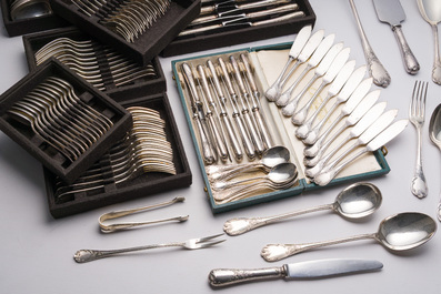 A French 132-piece silver-plated cutlery set, model Marly, Christofle, 20th C.