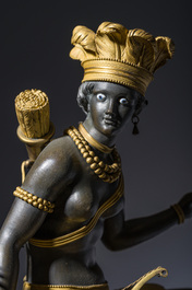 A gilt and patinated bronze Consulate pendule 'A l'Am&eacute;rique', Jean-Simon Deverberie, Paris, 1800-1804