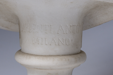 Antonio Argenti (1845-1916): Bust of a girl with a scarf, marble, Milan