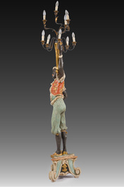 A large Venetian carved and polychrome painted wooden 'moor' lantern, Italy, 20th C.