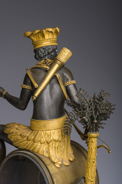 A gilt and patinated bronze Consulate pendule 'A l'Am&eacute;rique', Jean-Simon Deverberie, Paris, 1800-1804