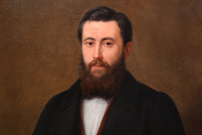 Charles Picqu&eacute; (1799-1869): Portrait d'un gentilhomme, huile sur toile, dat&eacute; 1866