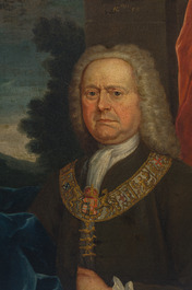 Flemish school: Portrait of Philippe de Jumin&eacute;e (Jumn&eacute;e) at the age of 59, oil on canvas, dated 1738