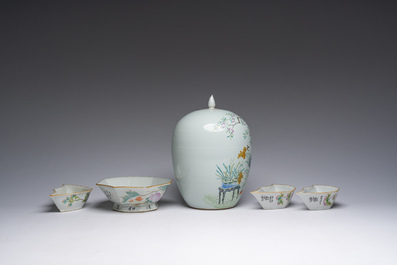 A varied collection of Chinese famille rose and qianjiang cai porcelain, 19th/20th C.