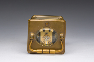A French brass carriage clock, 19th C.
